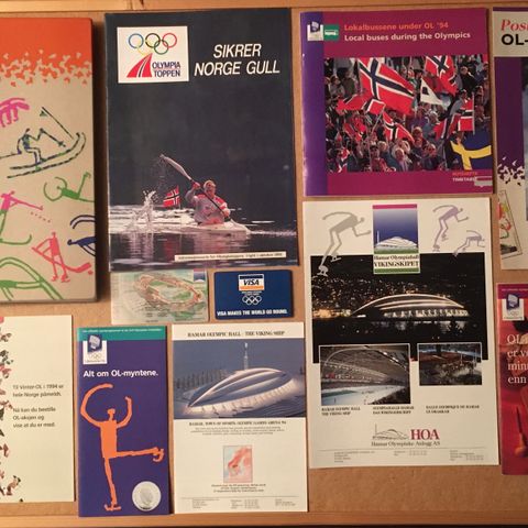 OL 1994 kataloger, brosjyrer osv.