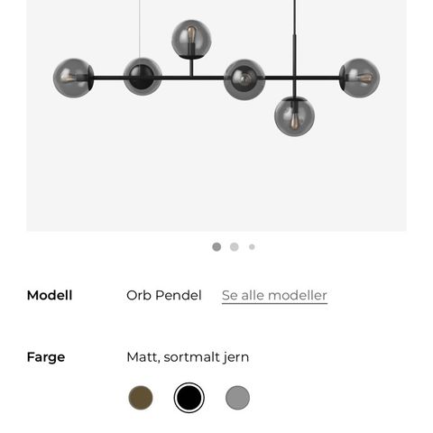 Bolia orb taklampe i svart selges uten lyspærer