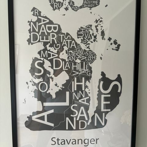 Stor poster i ramme STAVANGER Sandnes Sola Randaberg Hundvåg Madla Hillevåg osv