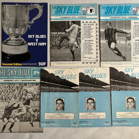 Flott samling med 7 stk Coventry programmer 1965 - 1981