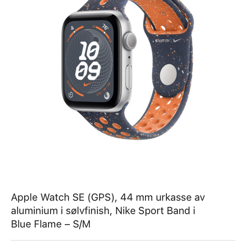 Apple Watch SE (Gen 2) (GPS), 44 mm sølvfinish m/Nike Sport Band