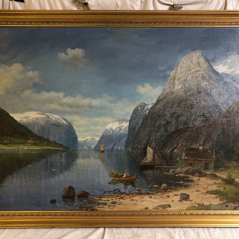 Henry Næss. Idyllisk gedigent fjordmotiv.