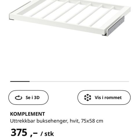 Pax Uttrekkbar buksehenger og hylleplate