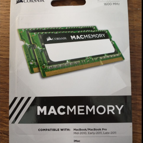 RAM: Corsair DDR3L: 16GB, 2x8GB 1600 MHz for MAC