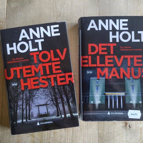 Bokpakke Anne Holt - 2 siste bøkene " Tolv utemte hester" & "Det ellevte manus"