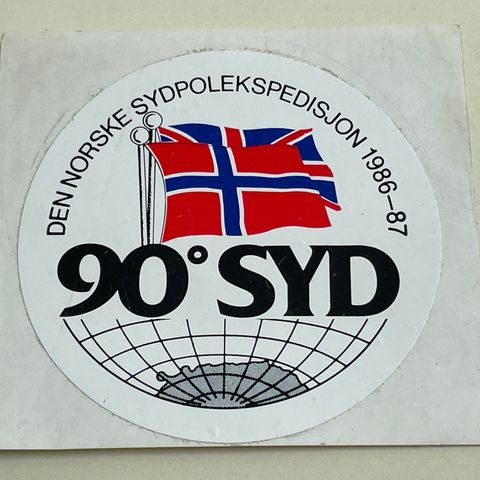 Den norske Sydpolekspedisjon 1986-87 - 90° Syd - ubrukt vintage klistremerke