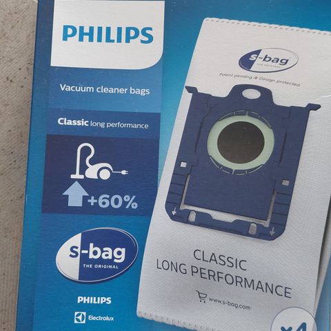 Philips støvsugerposer s-bag og Menalux 1000.