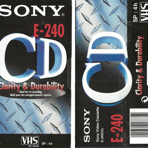 SONY Video Cassette E-240CDco   Clarity & Durability  SP: 4h  VHS  NT