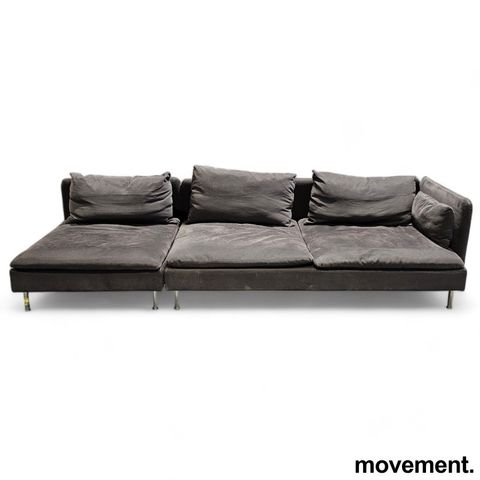 2+1-seter sofamodul i mørkt grått stoff fra IKEA, modell Söderhamn, 285x100cm, p