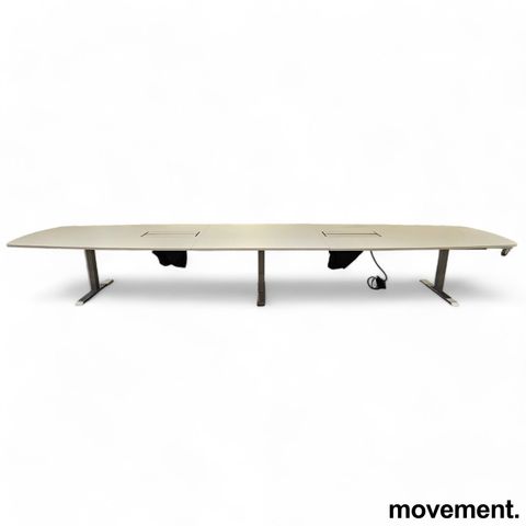 Stort møtebord / konferansebord i hvitt / grått fra Aarsland, 560x120cm, passer 