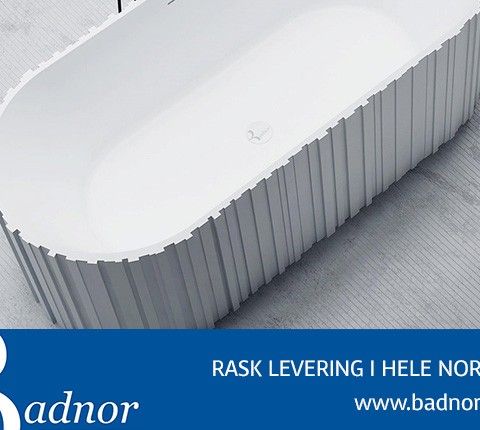 Badnor KStone Locarno Top Solid designbadekar, HVIT MATT, 170cm