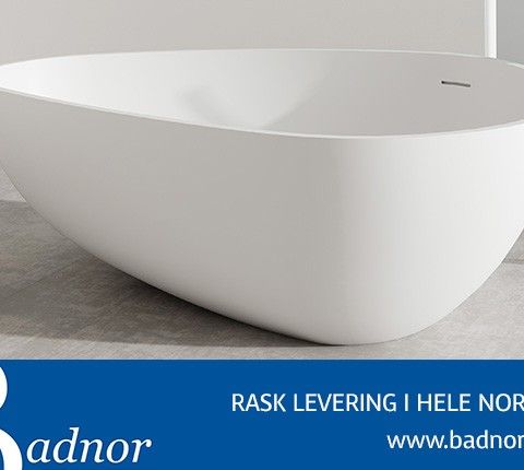 Badnor KStone Interlaken Top Solid designbadekar HVIT MATT 180cm