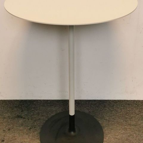 Rundt bord i hvit / sortlakkert metalll, Ø=80cm, H=110cm, topplate i metall, pen