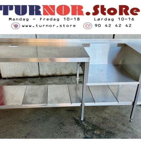 Brukt Rustfritt arbeidskbenk 2400x650x900 mm Varenr:400267