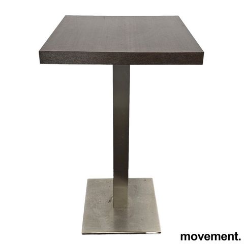 3 stk Pent brukt ståbord / barbord / mingelbord i mørk tre laminat, 60x60cm, 100