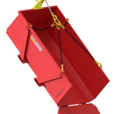 Starke Arvid - Materialkasse 2000L med løftekjettinger, frontlem og kroktårn