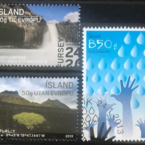 Island frimerker stemplet, Island 2013, Islandsk natur og vannsamarbeid