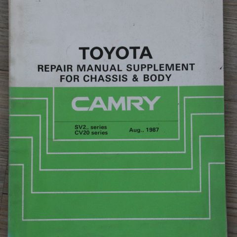 Verkstedhåndbok til Toyota Camry SV20, SV21, CV20.  Tillegsbok(tynn)