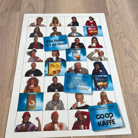 Retro Coop Kaffe plakat i papp fra 90-tallet