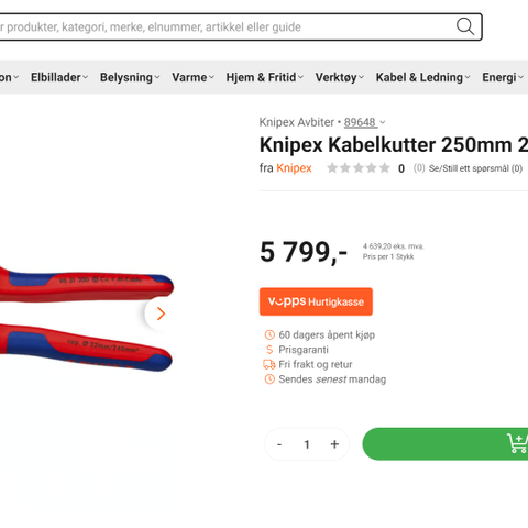 Knipex Kabelkutter 250mm 240mm²