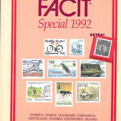 Facit Special 1992. Spesial katalog for Norden. (ulest/ublad eksemplar).