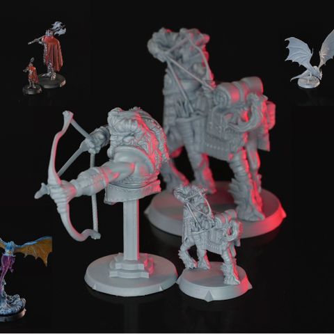 Dragons of Avendell. Miniatyrer, byster og props 3D printet.