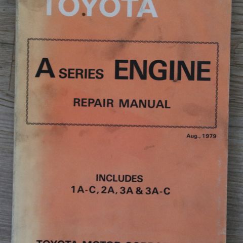 Verkstedhånbok til Toyota 1A-C, 2A, 3A, 3A-C