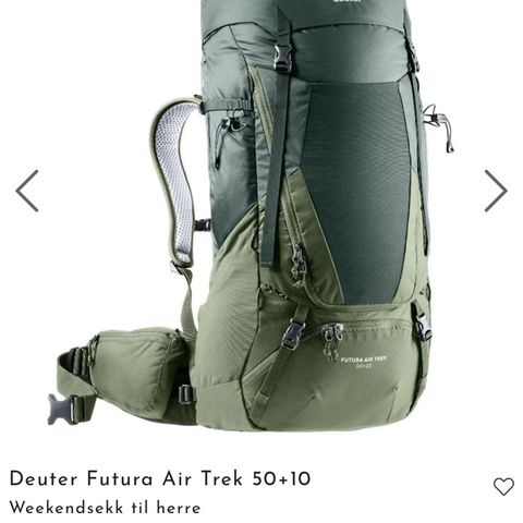 Deuter Futura Air Trek 50 + 10 herre og 45 + 10 dame sekk -SPAR 50%