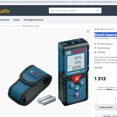 Bosch laseravstandsmåler glm 40