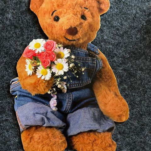 POSTKORT/KORT/BAMSEKORT/BAMSE MED BLOMSTER