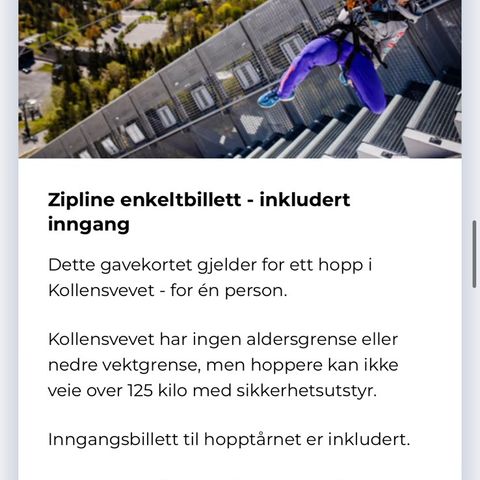 Gavekort zipline kollensvevet