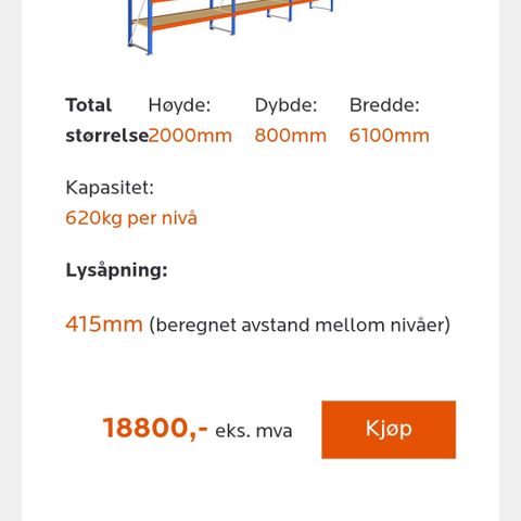 RYDD lagerreol til salgs