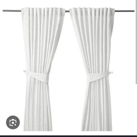 Hvite gardiner 2stk med bånd fra Ikea