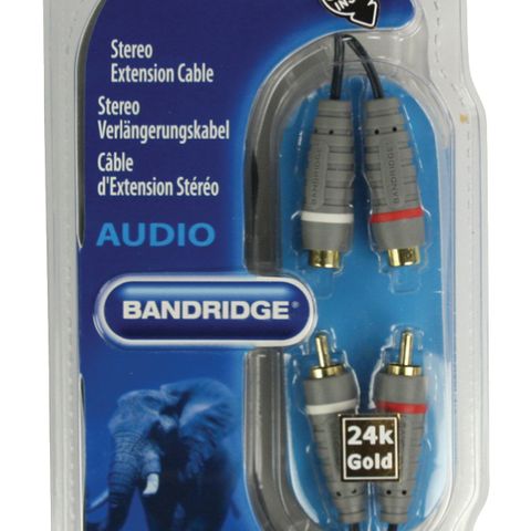 Bandridge Stereo Audio Extension Cable 2x RCA Male - 2x RCA Female 2.00 m