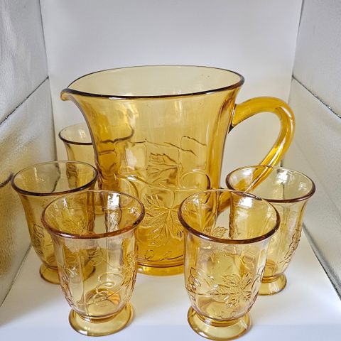 VINTAGE glassmugge med drikkeglass