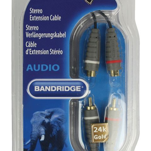 Bandridge Stereo Audio Extension Cable 2x RCA Male - 2x RCA Female 1.00 m