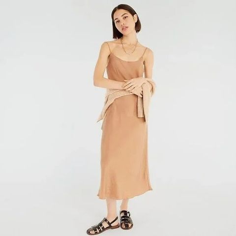 JCREW kamel slip kjole str. 8