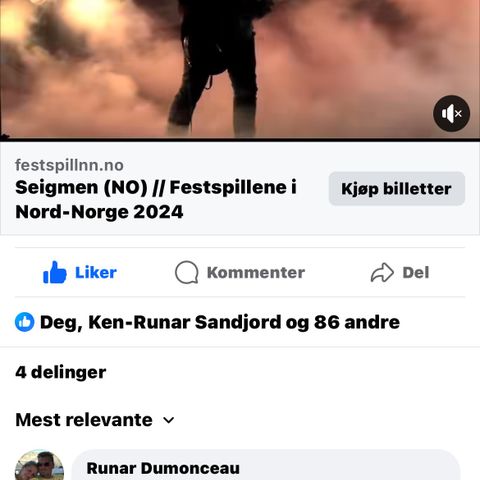 2 stk billetter til Seigmen konsert Harstad 26.06