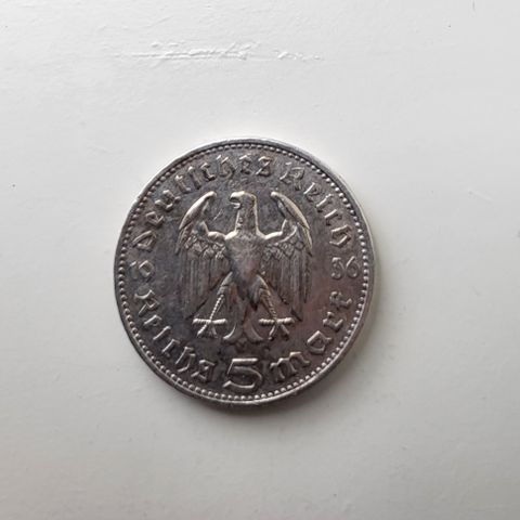 5 Reichsmark Tyskland - 1936 - sølv .900