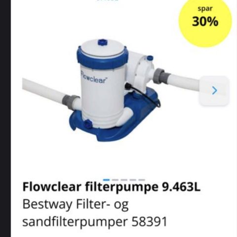 UÅPNET Flowclear filterpumpe 9.463L Bestway Filter- og sandfilterpumper 58391