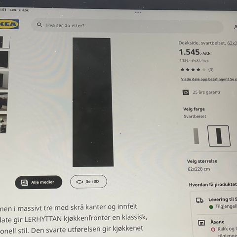 Ikea kjøkken dekkplate for kjøl/frys