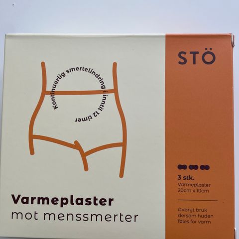 «Varmeflaske» i plaster form, som gir terapeutisk varme i opp til 12t.