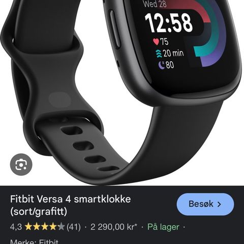 Fitbit versa 4 til salgs! Ny i mars, brukt kun i 2 uker. Med lader