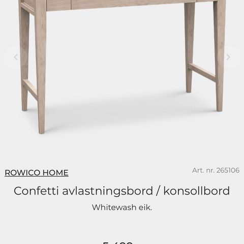 Strøken Rowico Home eik konsolbord