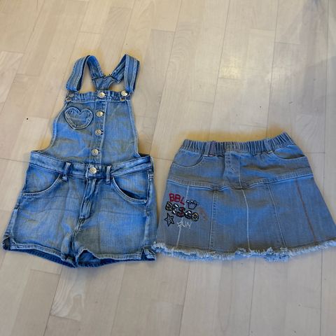 Denim / jeans skjørt og shorts m/seler