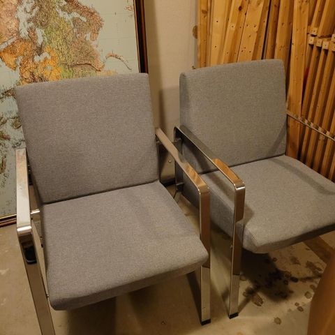 Efg lounge/kontorstoler 2 stk, lite brukt grå, helt strøkne