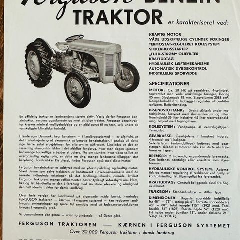 Brosjyre av Ferguson industritraktor (Gråtass) - 1950-talls