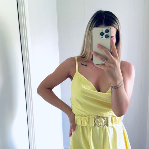 jumpsuit med belte yellow