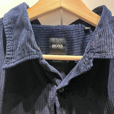 Hugo Boss cordfløyel skjorte mørk blå XL regular