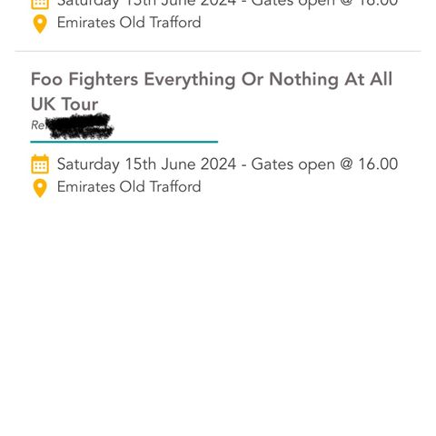 4 Billetter til Foo Fighters i Manchester 15. Juni